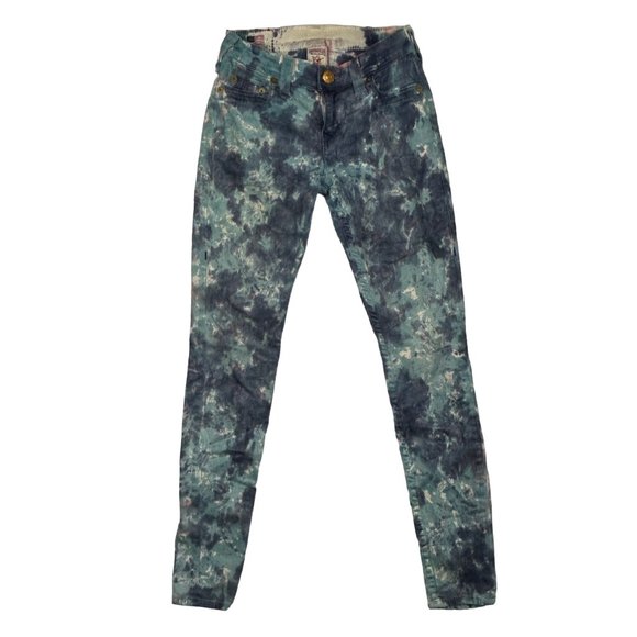 True Religion Jeans‎ Women 24x28.5 Halle Tie Dye Blue Skinny Ankle Stretch - Picture 1 of 15